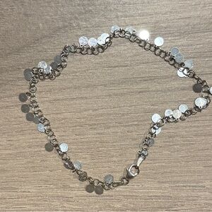 Vintage .925 Sterling Silver Sequin Bracelet Anklet 9.5” Length made in Italy